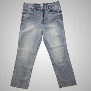 Kensie Jeans Vintage Luxe The Slim High Rise Light Wash Raw Hem Jeans Size 12/31